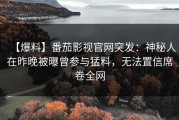 【爆料】番茄影视官网突发：神秘人在昨晚被曝曾参与猛料，无法置信席卷全网