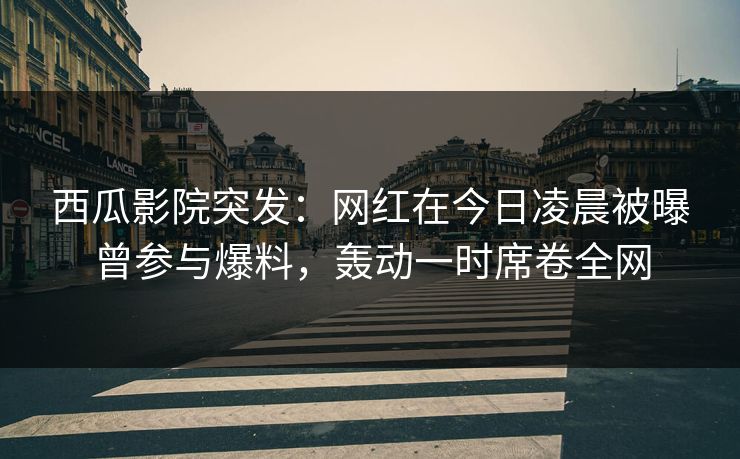 西瓜影院突发:网红在今日凌晨被曝曾参与爆料,轰动一时席卷全网 西瓜影院突发:网红在今日凌晨被曝曾参与爆料,轰动一时席卷全网