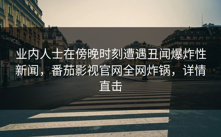 业内人士在傍晚时刻遭遇丑闻爆炸性新闻,番茄影视官网全网炸锅,详情直击 业内人士在傍晚时刻遭遇丑闻爆炸性新闻,番茄影视官网全网炸锅,详情直击
